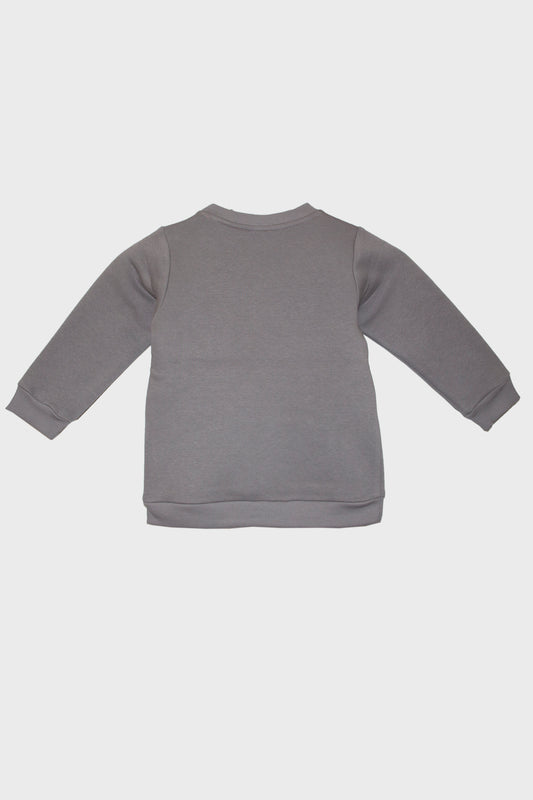 Bērnu One Wolf džemperis, pelēks ar sarkanu logo