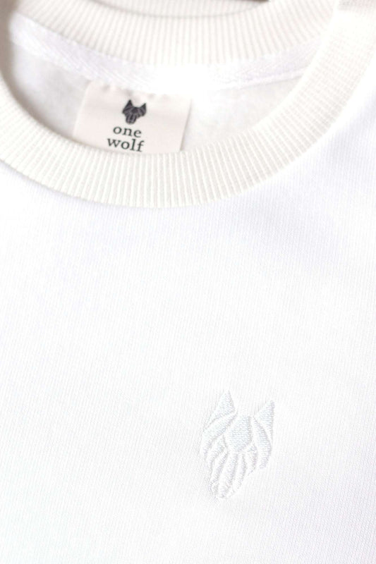 Kid’s sweater One Wolf, white with off white logo