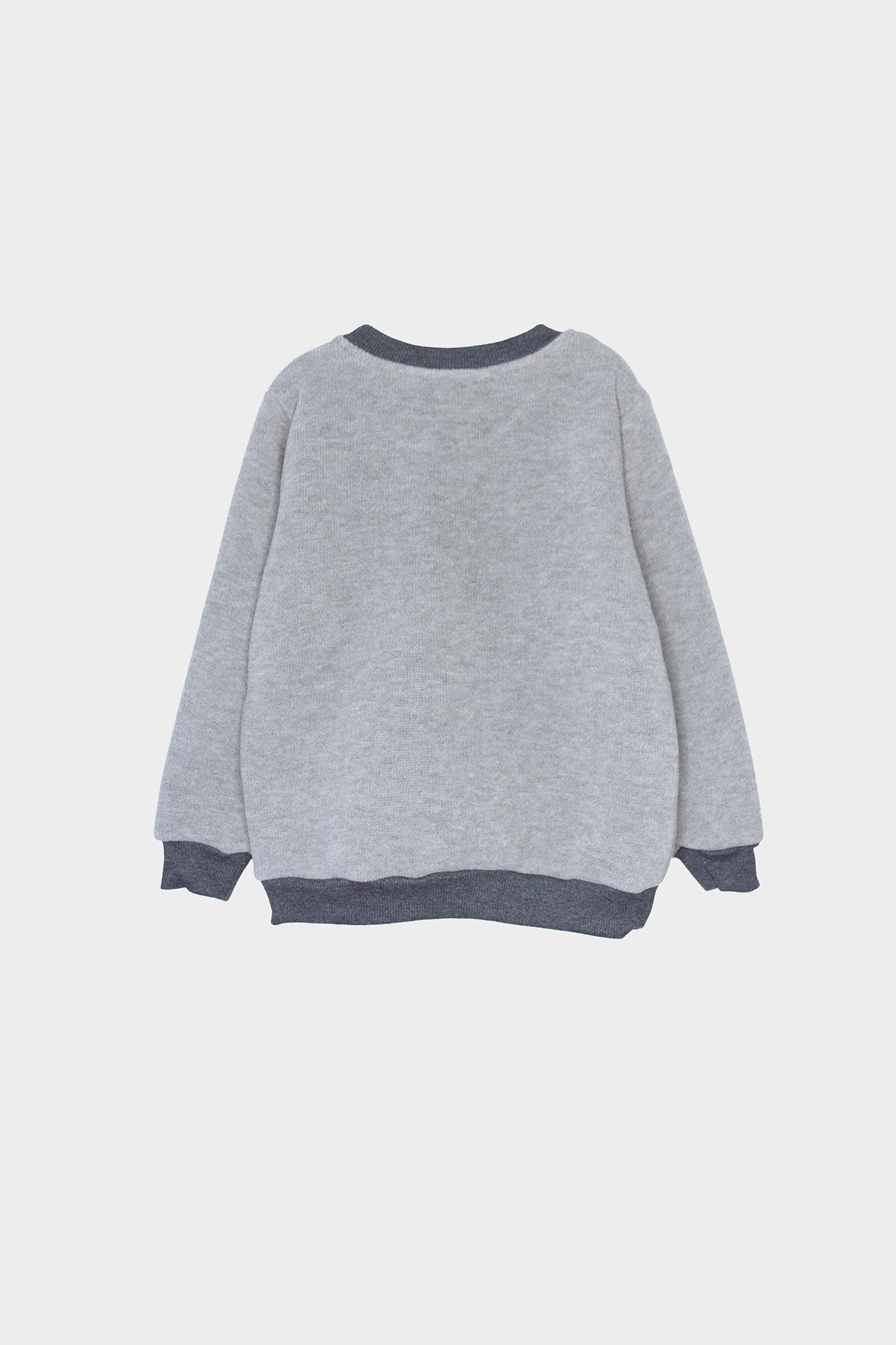 Kid’s knitted sweater One Wolf, grey with red logo